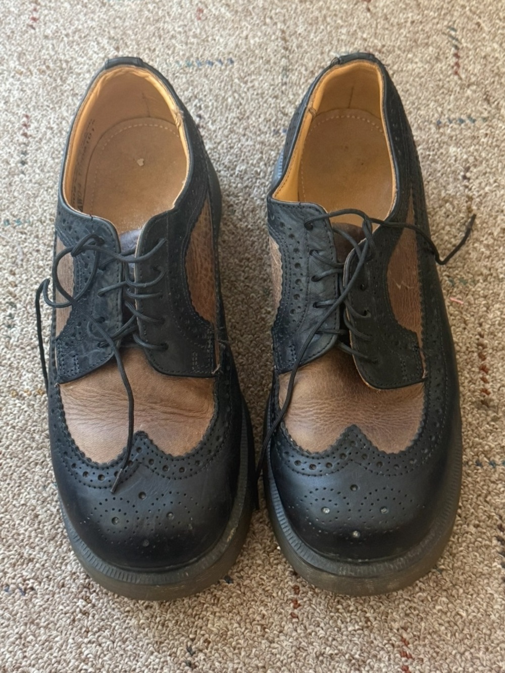 Dr. Martens 8502 Black & Brown Leather Brogue Wingtip Oxford Shoes